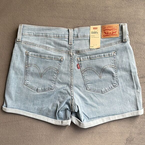 New Levi’s Sculpt Hypersoft Mid Length Shorts Mid Rise Size 31 - Picture 7 of 8